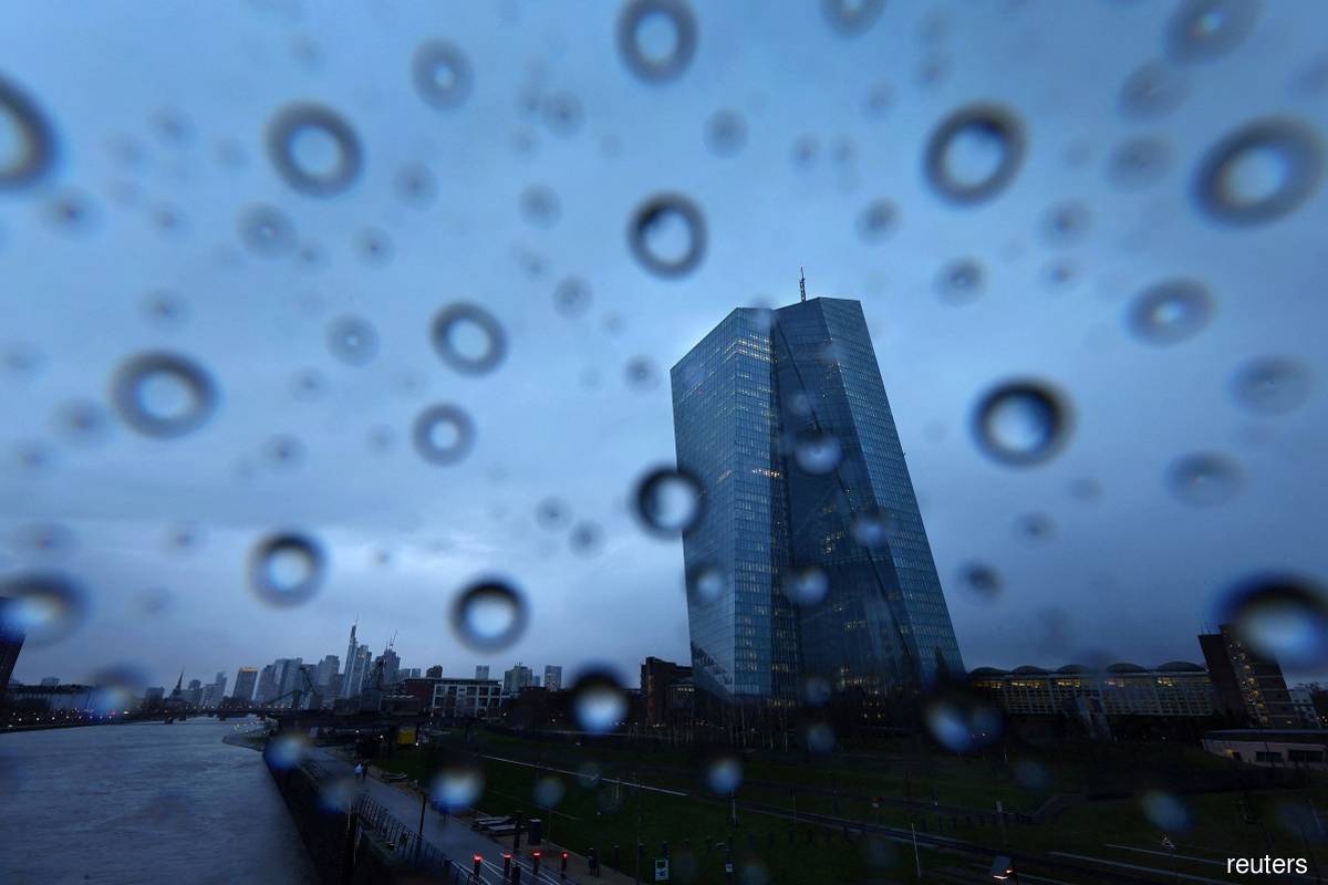 The European Central Bank (ECB) in Frankfurt, is photographed during a heavy rain storm ahead of the ECB council meeting later this week March 14, 2023. (Reuters pic) 